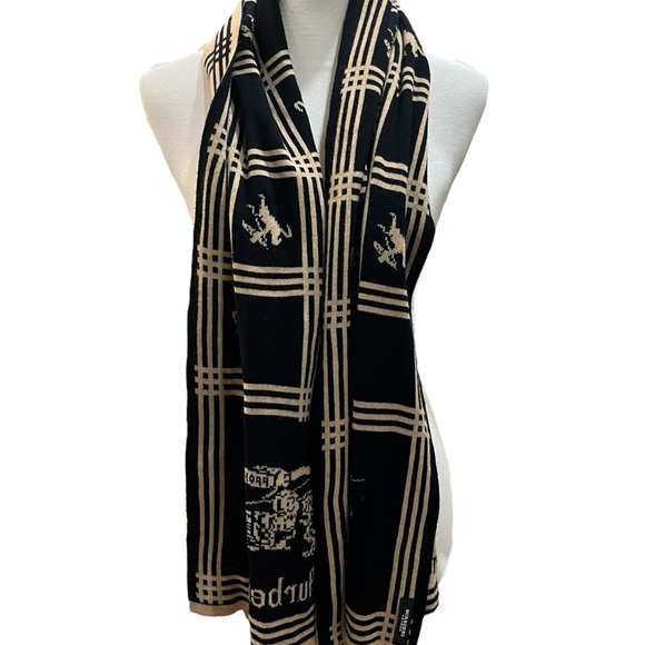 Burberry London Burberrys Equestrian Knit Scarf Double Sided Winter Lux - Picture 3 of 13